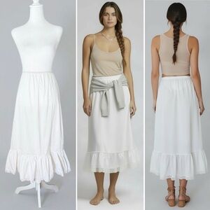 Vintage 1970s Opalaire White Nylon Lace Slip Skirt Made in USA ILGWU Label